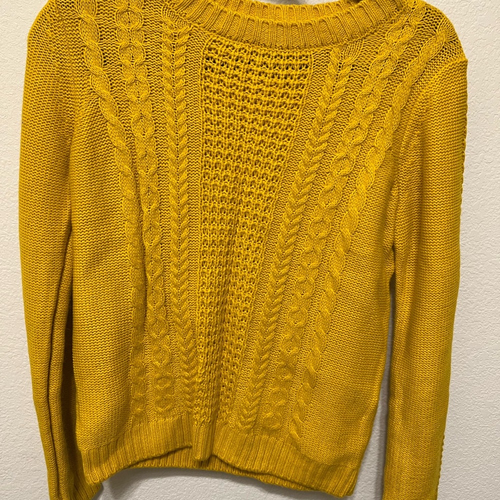 Forever 21 Yellow Cable Knit Sweater